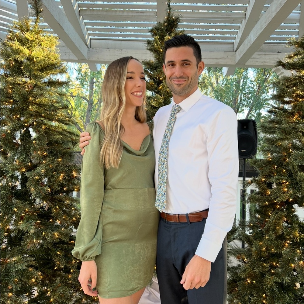Olive Green Satin Long Sleeve Cowl Neck Mini Dress